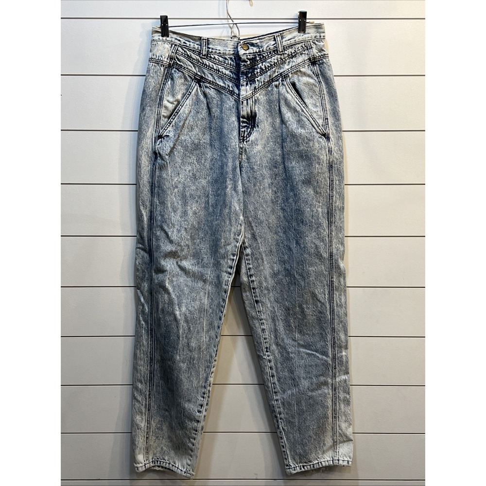 VTG 80s Pizzazz Jeans Acid Wash High Waist Pleated Tapered Mom Sz 16 (29x29) USA